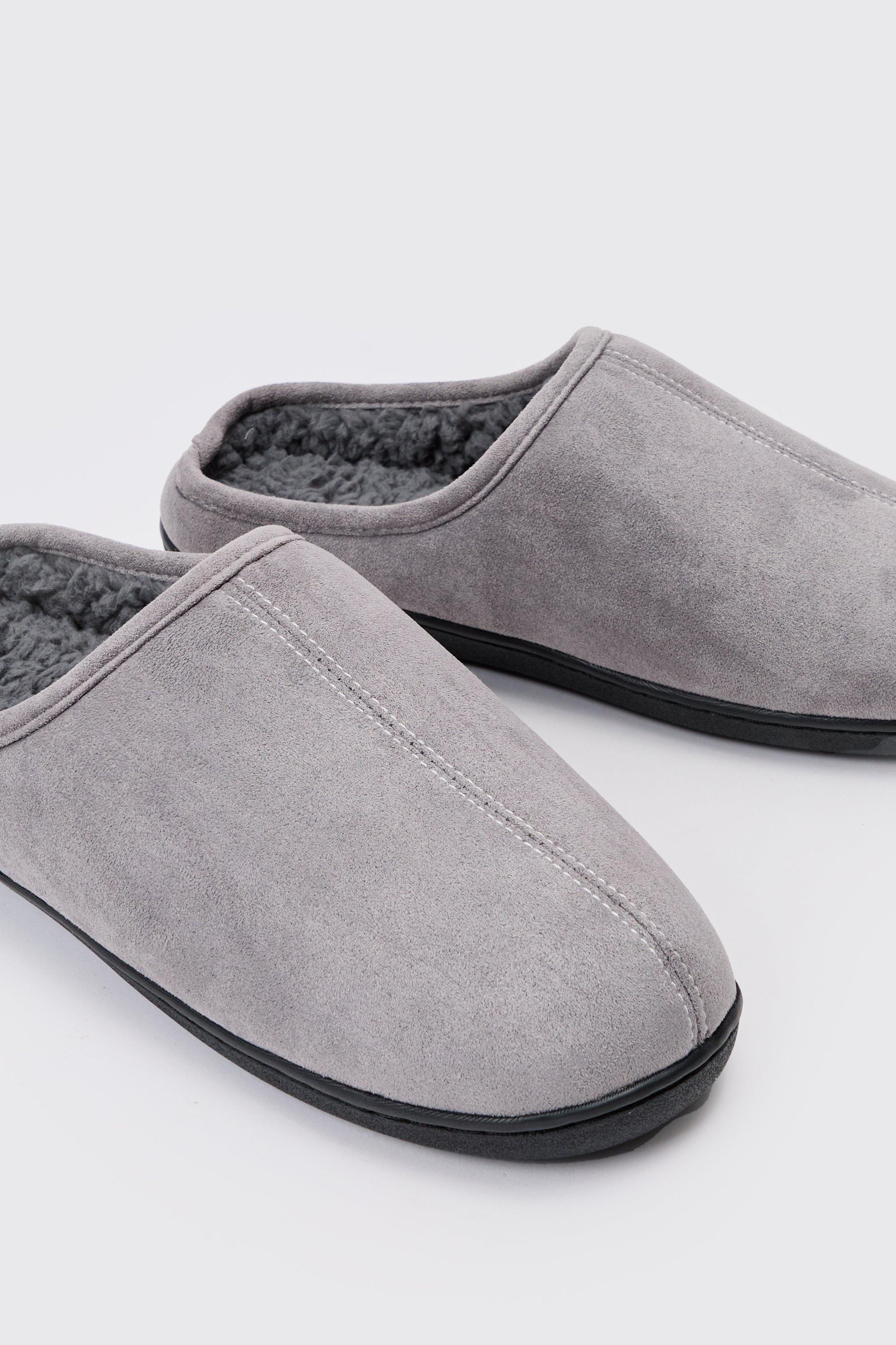 Grey suede mule slippers outlet